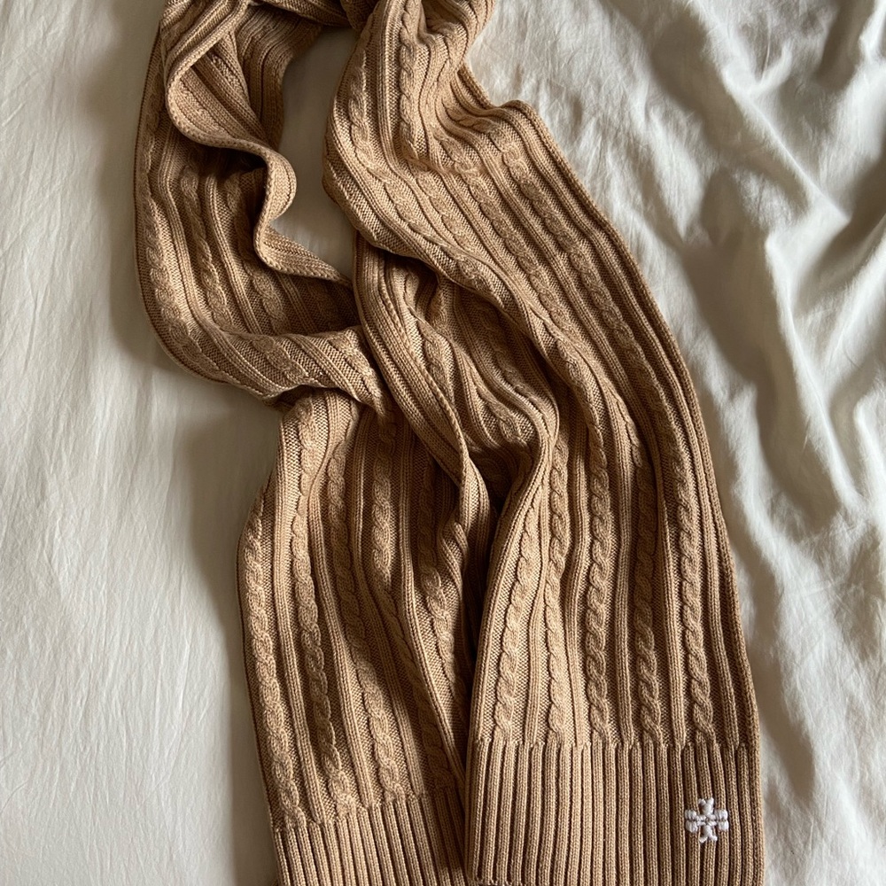 Tory Burch Cable Knit Tan Scarf
